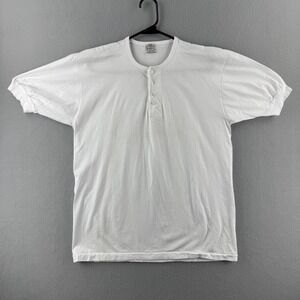 Race Brand Shirt Mens 44 White Cotton Short Sleeve‎ Henley Tee New Repunblican